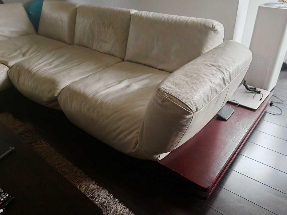 Canapea piele crem - extensibila, mecanism reglare spatare