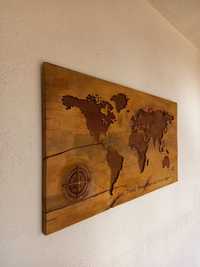 Дървено пано ,, Картата на света"