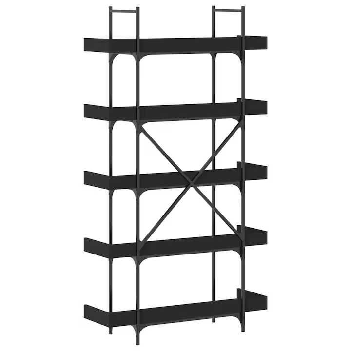 Biblioteca 5 niveluri vidaXL Negru Lemn The Home Mobexpert Kika IKEA