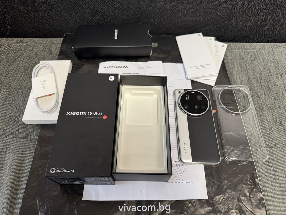 КАТО НОВ 512GB Xiaomi 15 ultra 16GB VIVACOM Гаранция 2г. SILVER CHROME