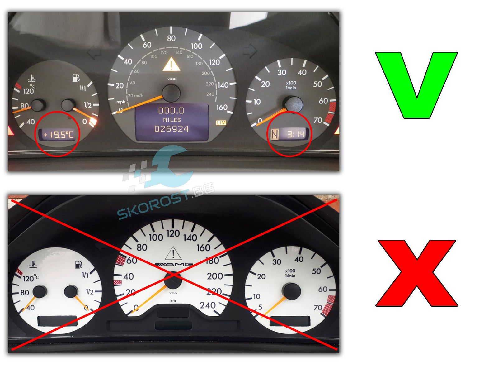 LCD Display Дисплей за Километраж МЕРЦЕДЕС MERCEDES C E CLK SLК