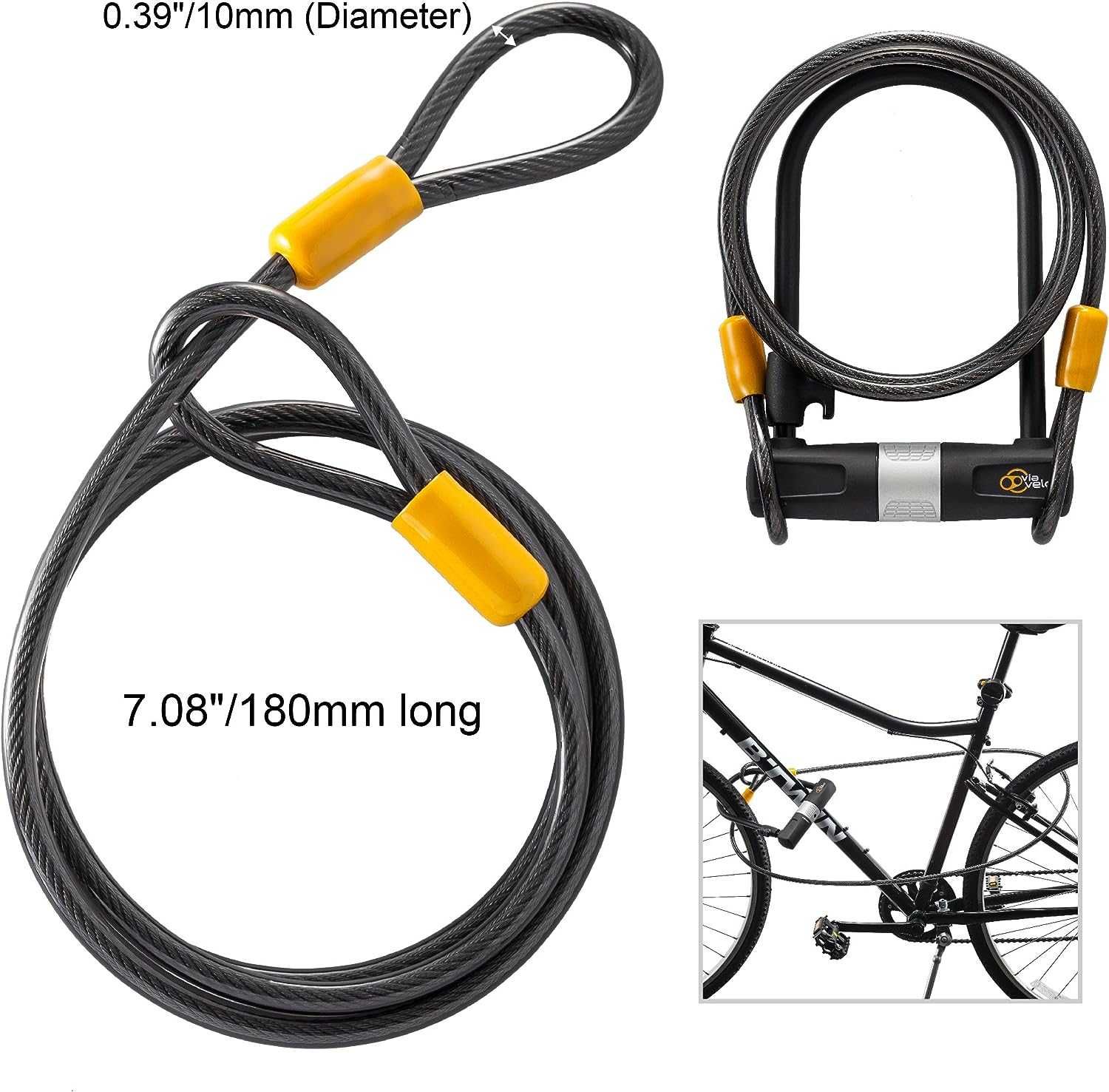 Замок велосипедный Via Velo Heavy Duty Bike U-Lock with Cable!