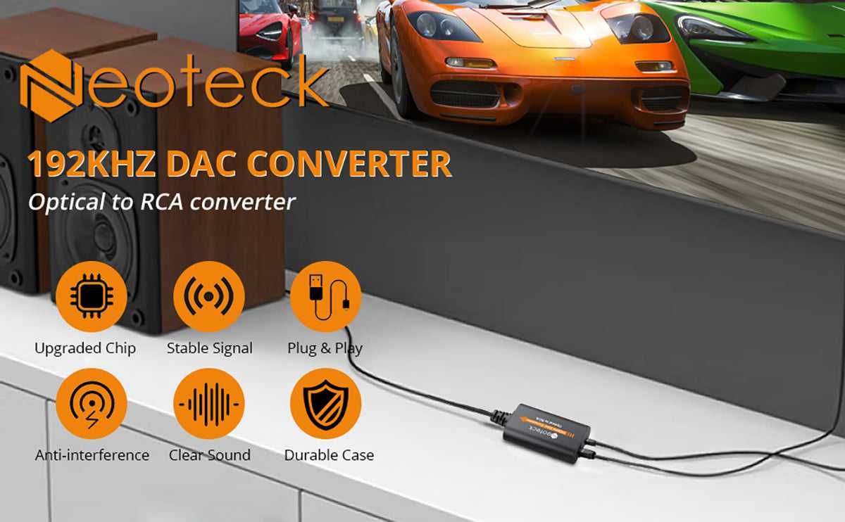 Цифрово - аналогов аудио DAC Neoteck 192kHz с оптичен вход + Гаранция