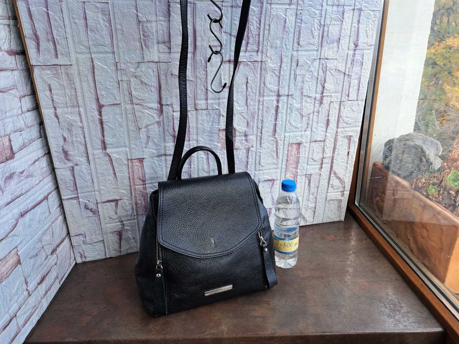дамска раница,черна кожена,чанта-естествена кожа
