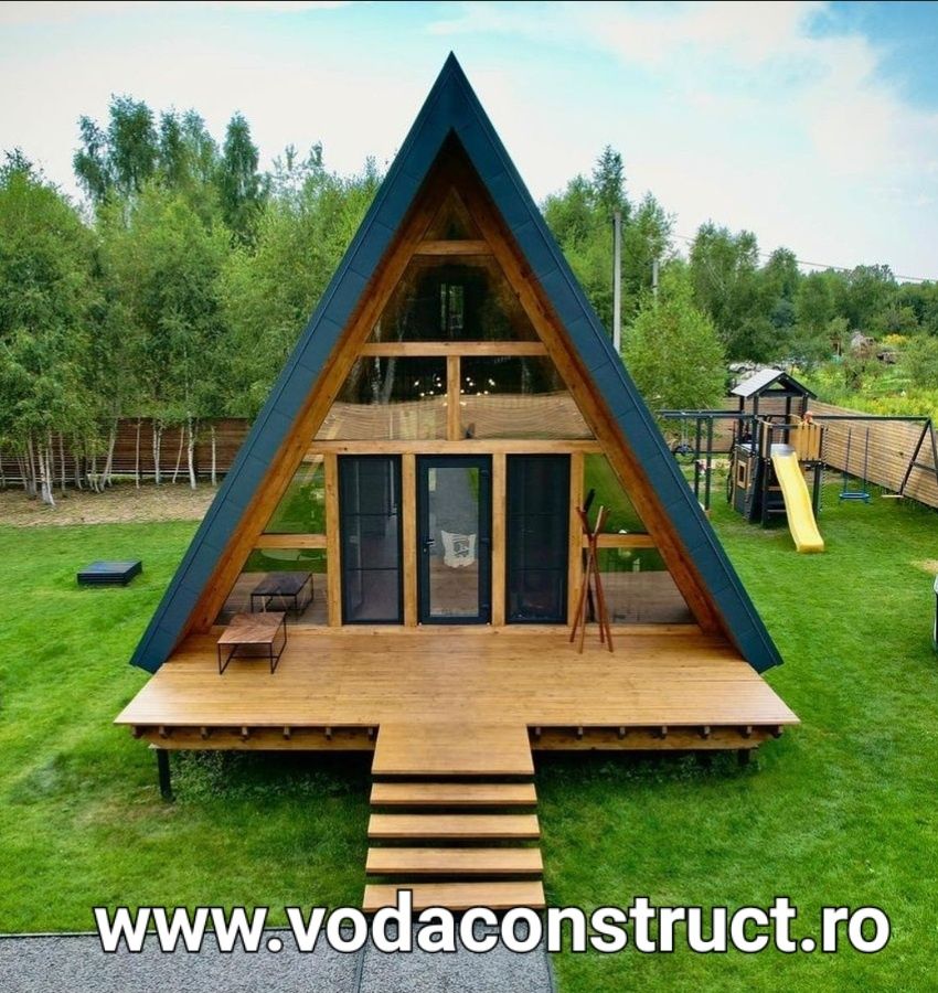 Cabane A-frame, case A-frame, construcții modulare, case din lemn