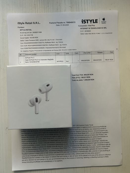 Airpods pro 2,originale,*CU FACTURA*