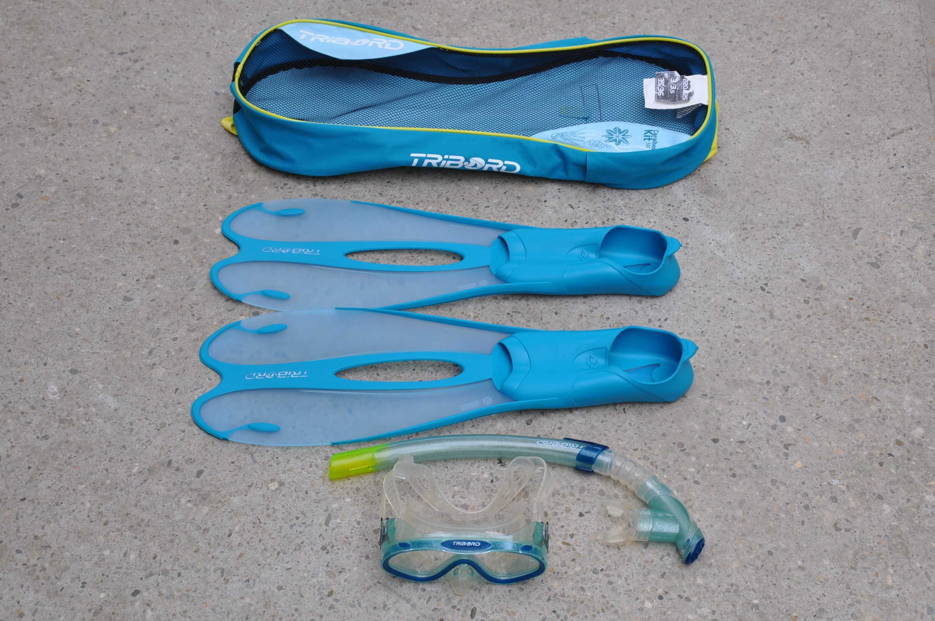 Kit scufundare Tribord Caraibes 500,ochelari,tub,labe, marimea 35-36