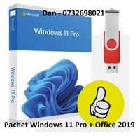 Stick USB bootabil Windows 11 Pro + Office 20l9 cu licenta retail