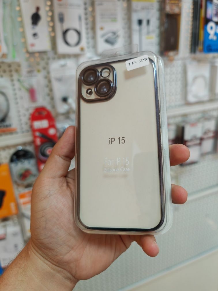 Безцветен силиконов кейс калъф за iPhone 15 Черен