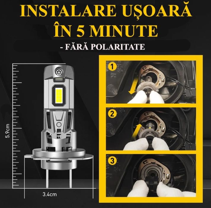 Set 2 becuri H7 LED K7  ~ 100w/10000LM / CANBUS, Lumina Puternica !!!