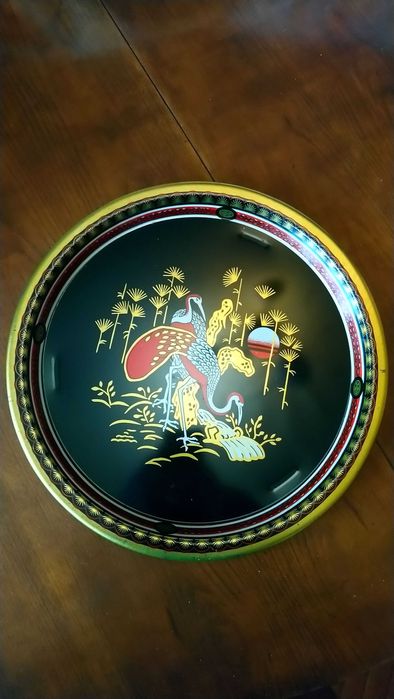 Метален поднос с изображение на птици