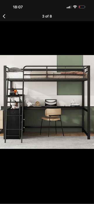 Pat Supraetajat cu Birou si dulap Metalic/MDF Fleiks Germania