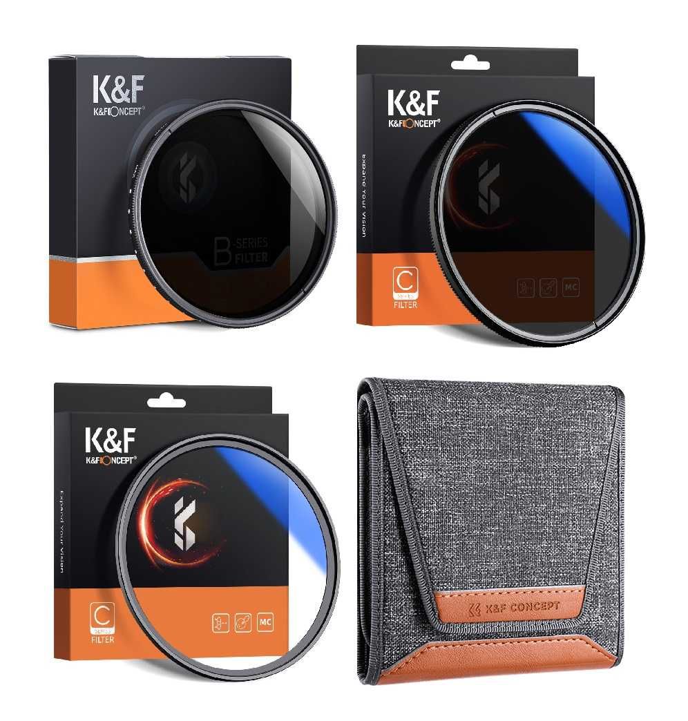 K&F Concept Комплект HMC UV CPL Variable ND филтри + калъф
