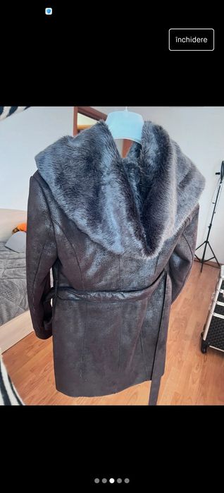 Cojoc Promod din blana piele intoarsa+ blana artificiala