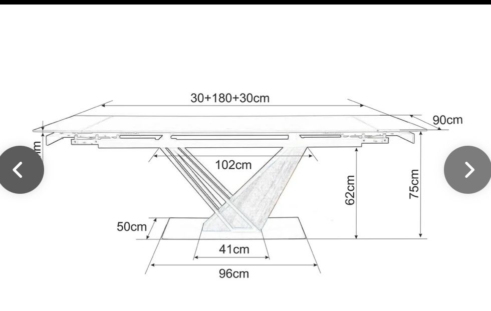 Masa extrnsibila din ceramica,mdf si metal