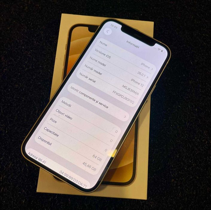 Iphone 12 White 64GB Impecabil 10/10 Pachet Complet - 7 Huse Incluse