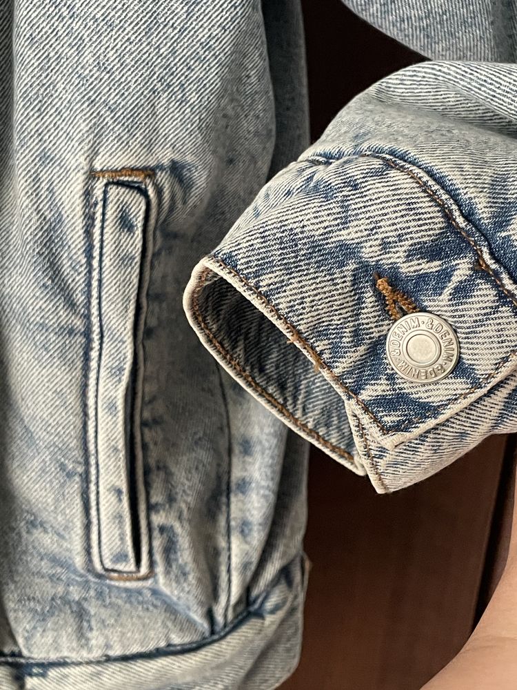 Jacheta denim prespalat cu plus/blana interior H&M