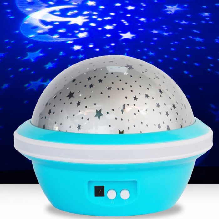 Цветна LED нощна лампа НЛО проектор със звездно небе, звезди и луна за