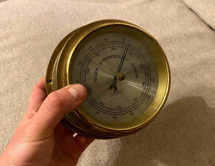 Barometru vintage marin LAMRICO din alamă, funcțional, colecție
