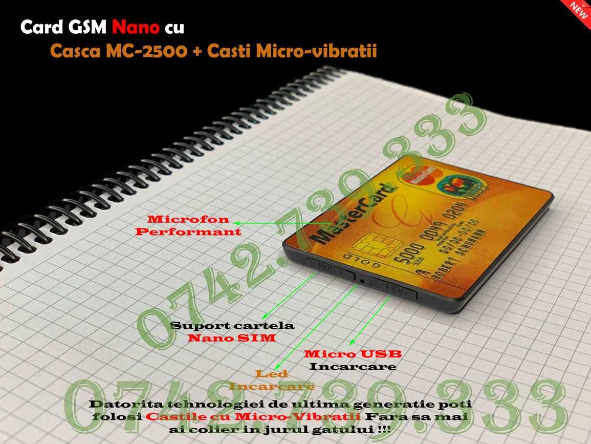 Card GSM + Casca de Copiat BONUS 3xBaterii 337 +SIM Card Casca Copiat