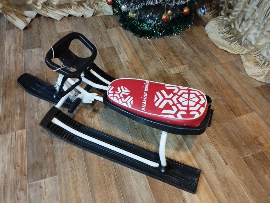 Снегокат модный (Санки, снегоход) " Хищний барс белый"