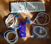 Set periferice retro PS2 KVM, mouse cu bilă,  tastatură