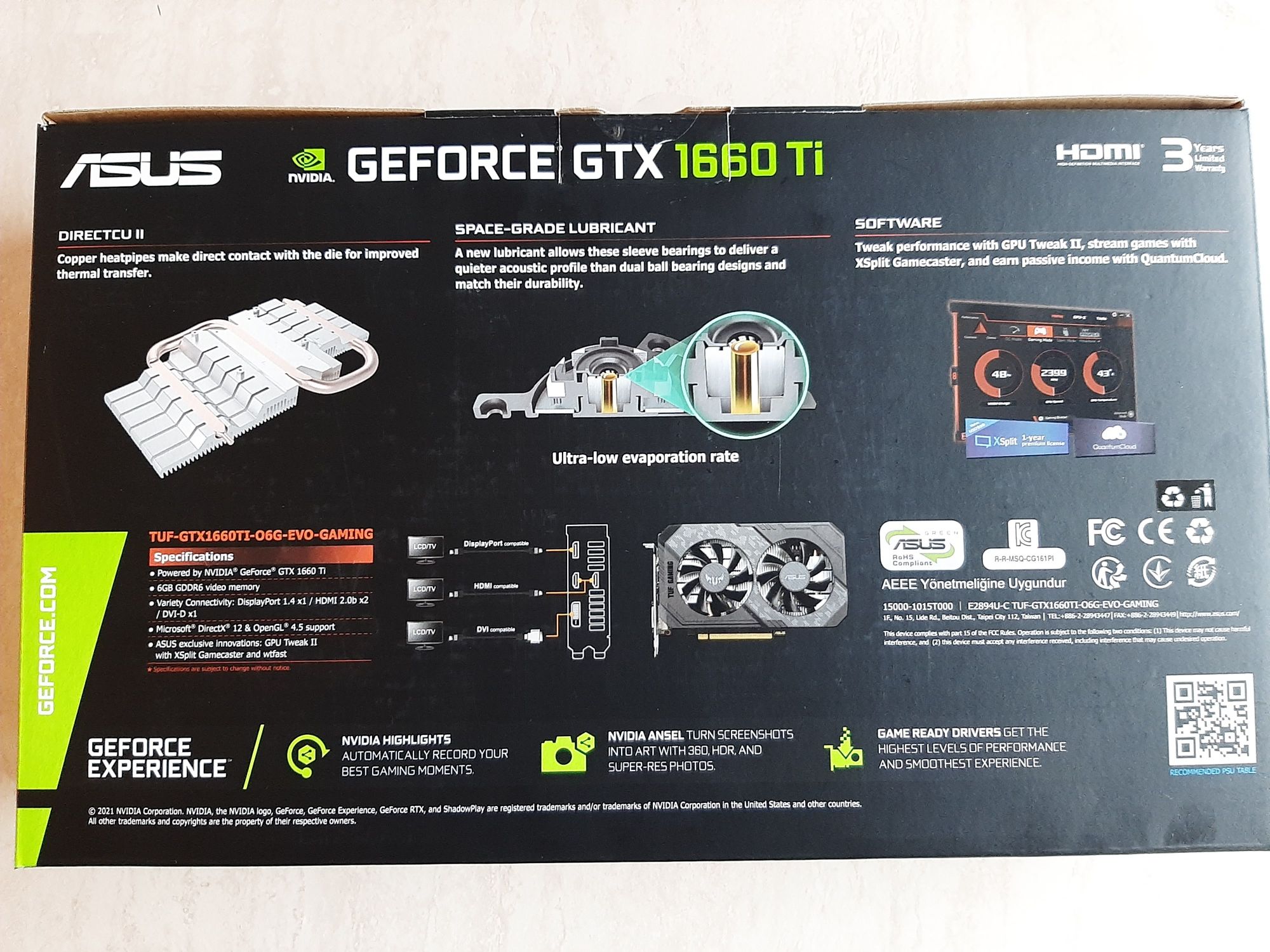 Видеокарта ASUS TUF Gaming GeForce GTX 1660 Ti EVO OC Edition 6GB GDDR