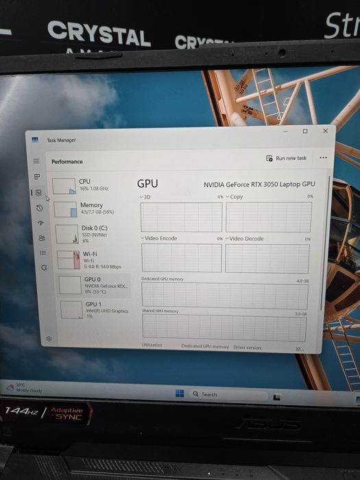 Laptop Gaming  Asus TUF  i5-11400  8GB RAM  512 SSD  RTX 3050