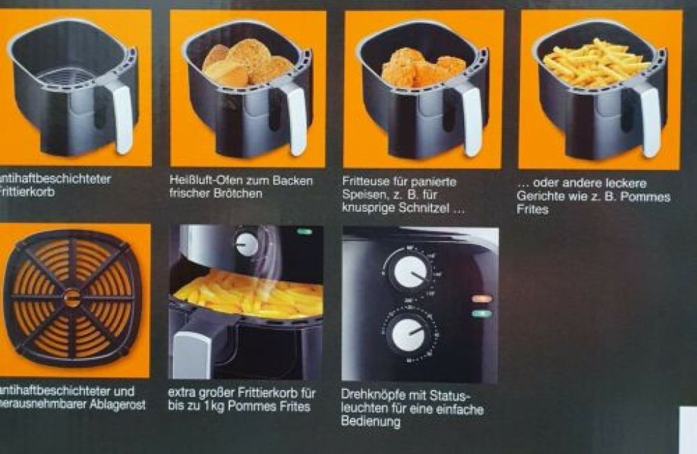 Немски XXL Фритюрник с горещ въздух – 5,5 литра