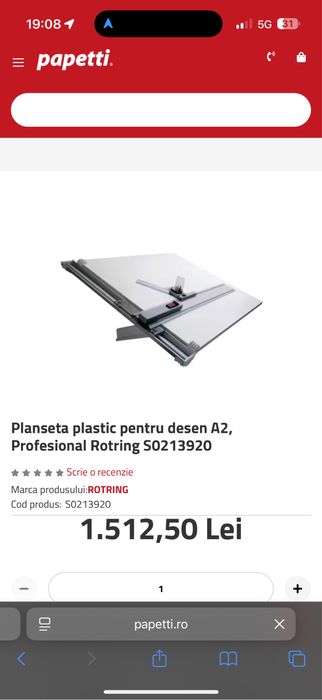 Planseta plastic pentru desen A2, Profesional Rotring