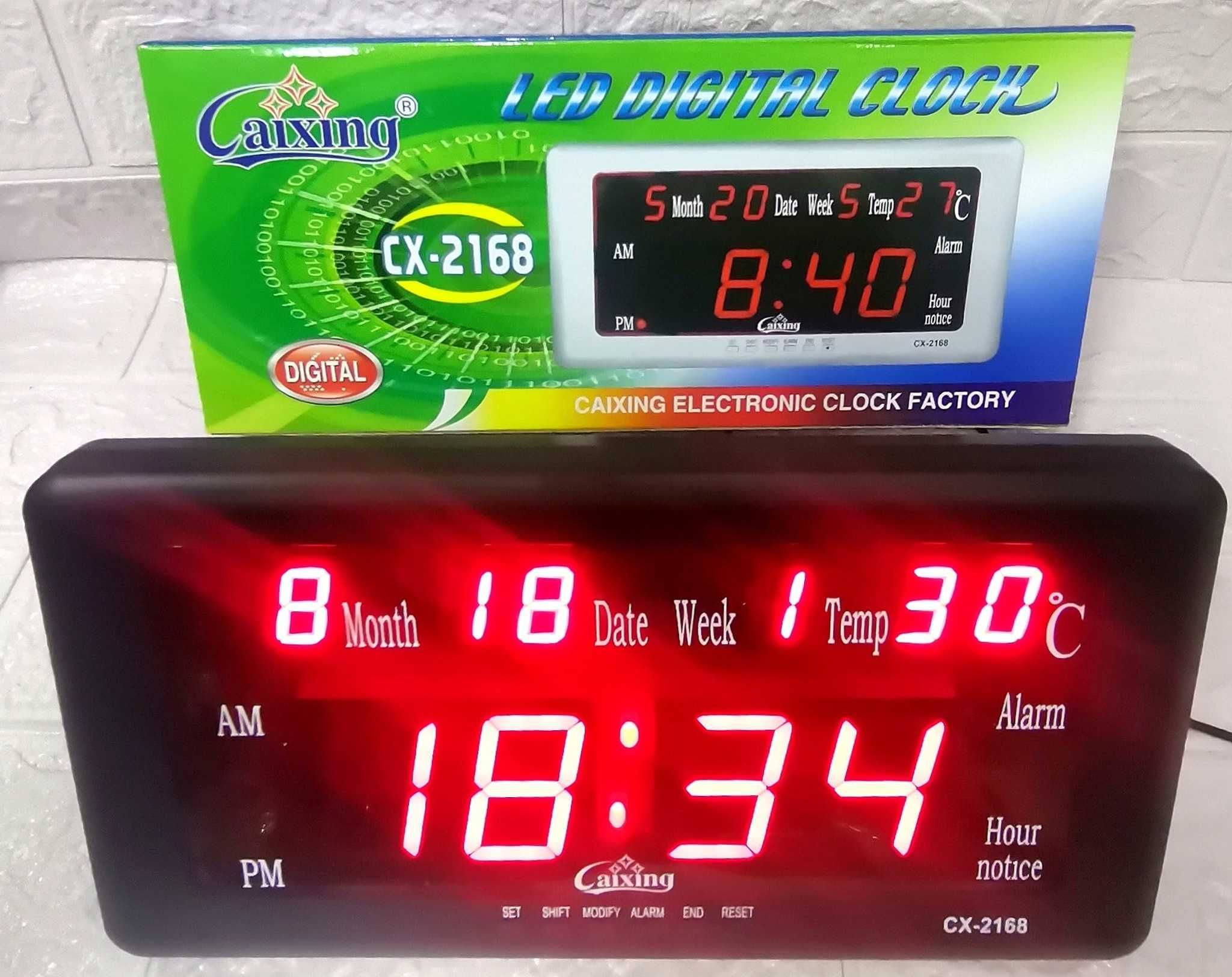 Голям Настолен Електронен Часовник с Термометър и Календар CX-2168