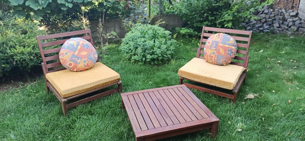 Mobilier terasă din două fotolii și măsuță