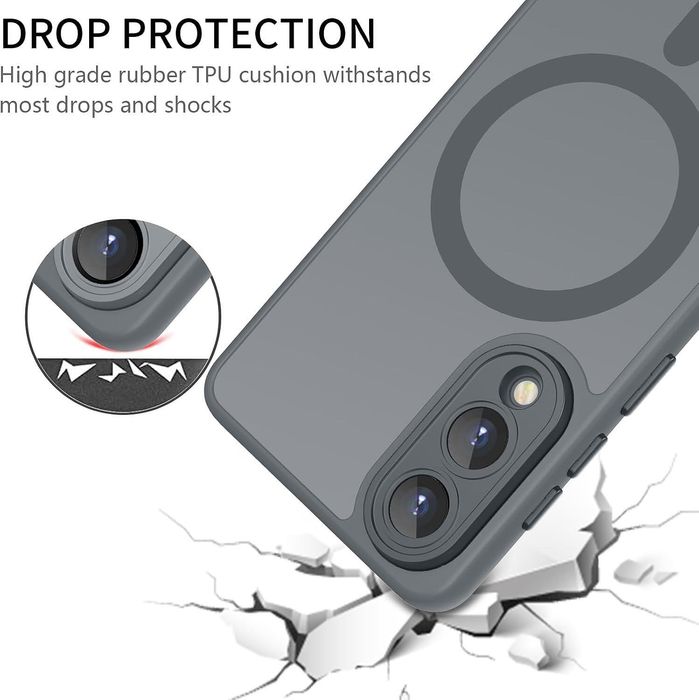 Матов magsafe кейс за samsung galaxy s25 edge - титаниево сив