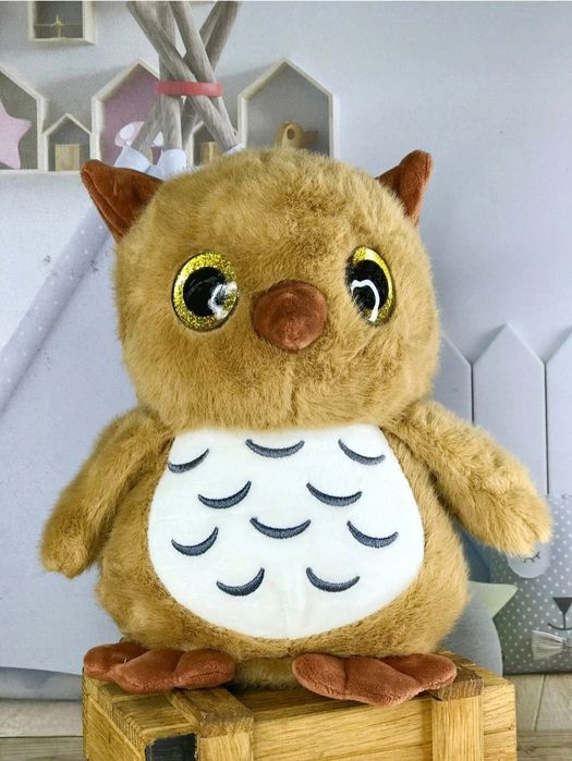 Плюшена играчка Сова, 25см, Реалистична Плюшена Сова