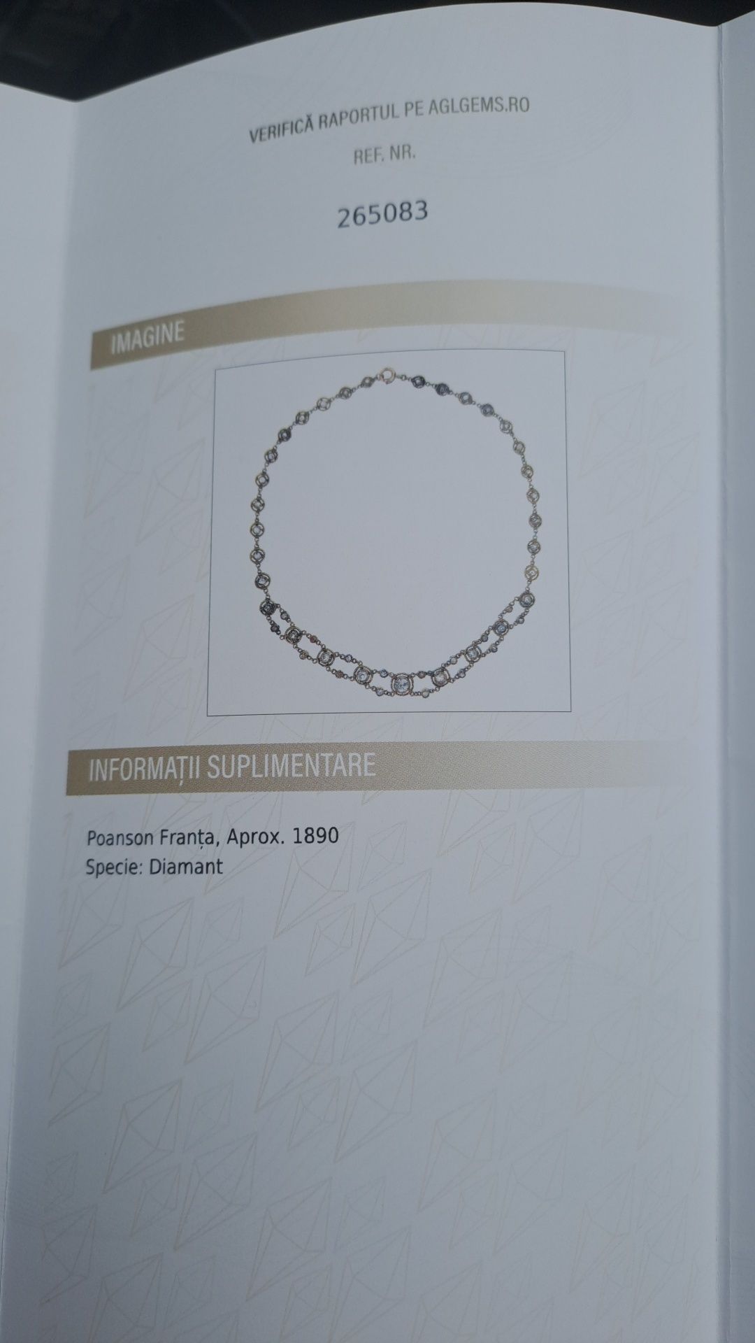 Colier Antic 1890 cu 47 diamante 4.22 K.Franta aur 18 k