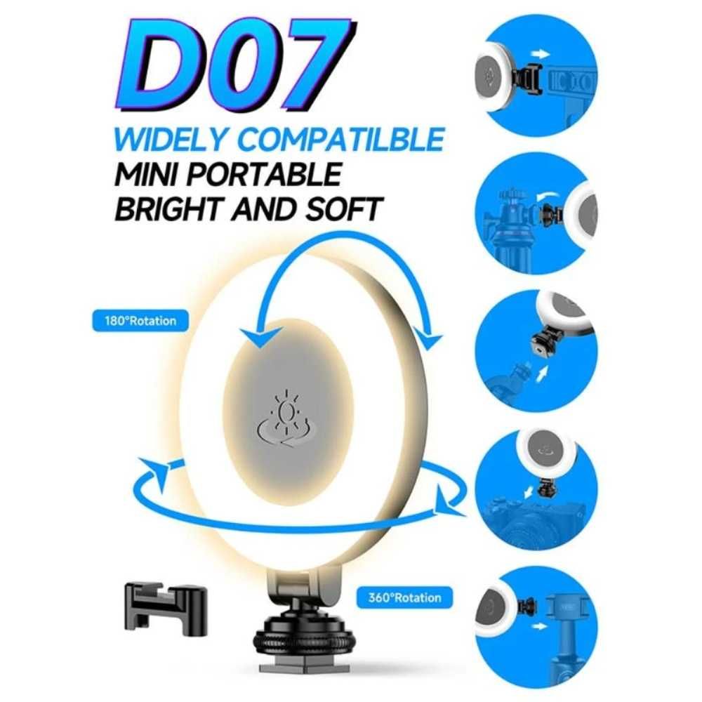 HSU D07 LED ринг лампа, 48 диода, 360° въртене, 3 режима