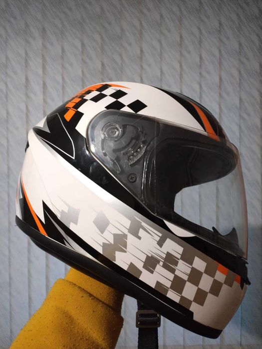 Мото каска 3GO E-36 WHITE/ORANGE
