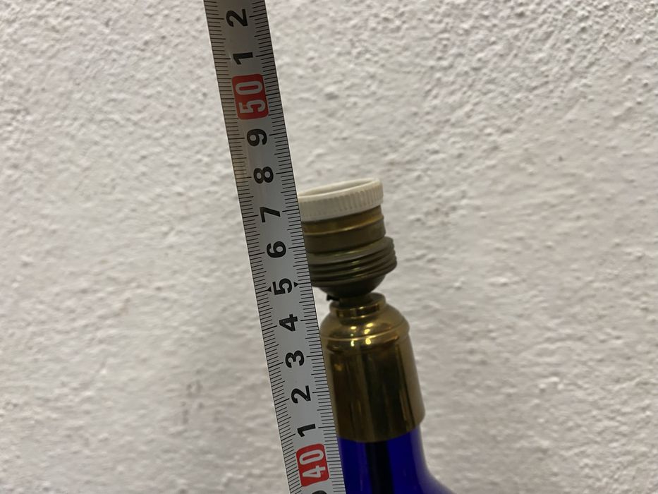 Стара френска лампа рисувано стъкли месингова основа