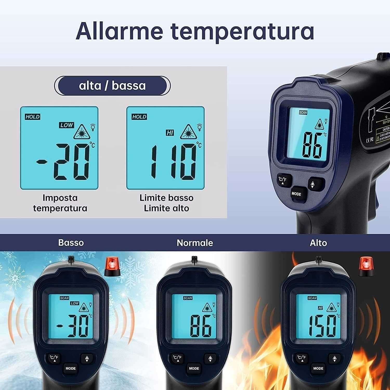 Termometru cu infrarosu de la -50 la 600 grade