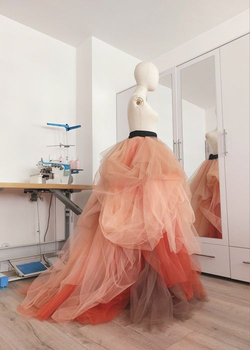 Цветна и обемна пола от тюл на слоеве Бал Сватба Булчинска Рокля