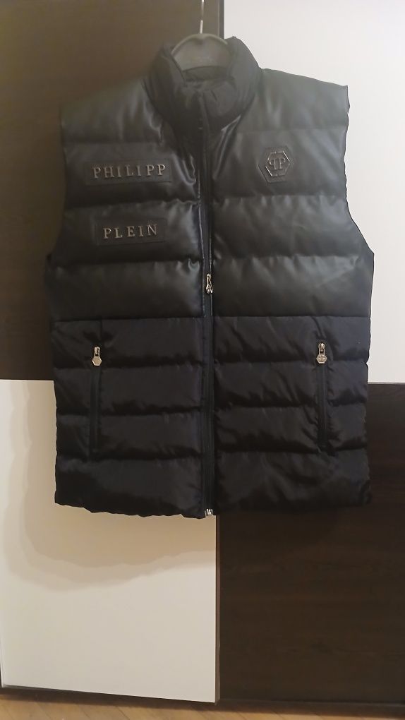 ***Топ Намален***Мъжки Елек Philipp Plein съчетание кожа шушляк висок