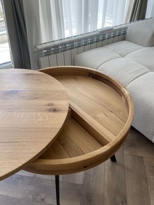 Масивна Дървена кръгла маса с въртящ механизъм