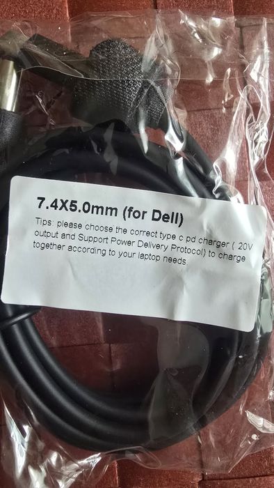 Кабел преходник USB-C към 7.4х5мм за захранване на лаптоп Dell