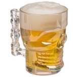Pahar cu maner in forma de craniu 500 ml Halba din sticla pentru bere