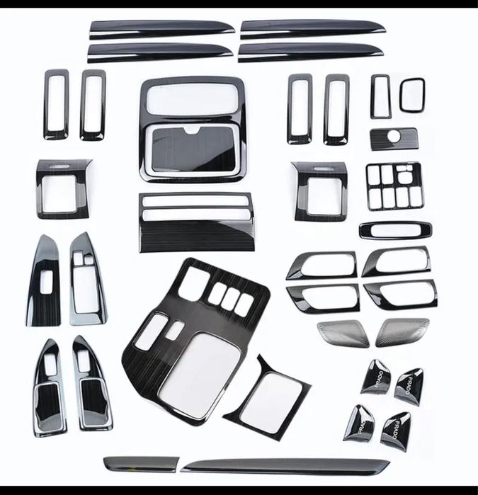 Прадо 120 дерево черное рояльное накладки дверные салон карты двери gx