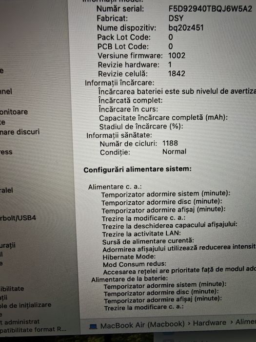 Vând MacBook Air 13 inch, model 2020