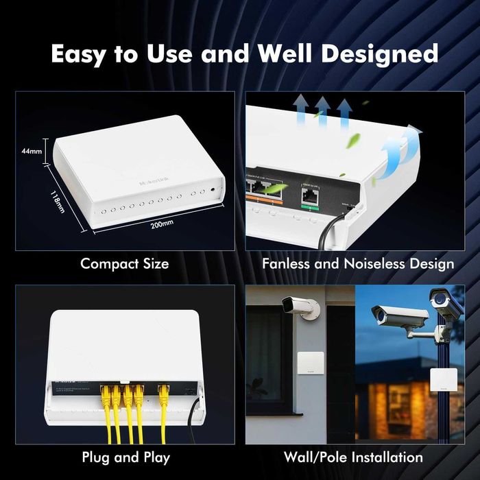 Switch MokerLink POE Gigabit exterior 5 port,4 port POE+ 1000Mbps