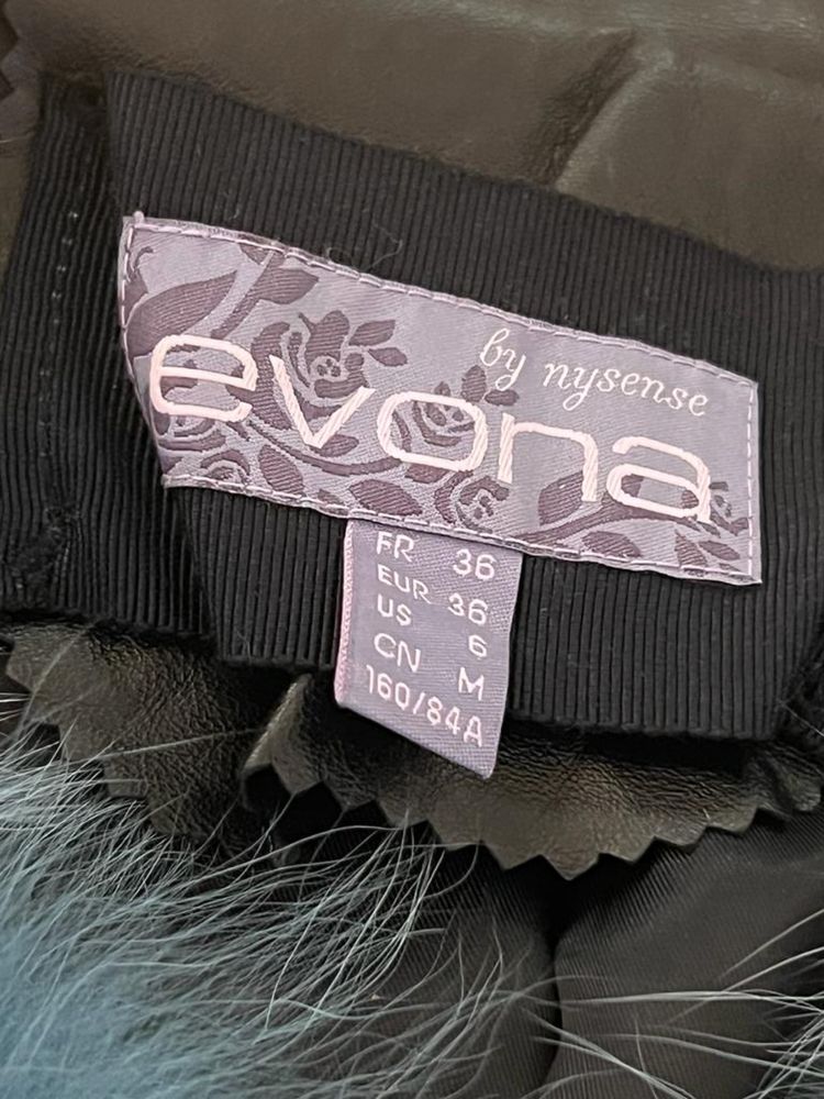 EVONA, куртка женская 100% натуральная кожа и мех