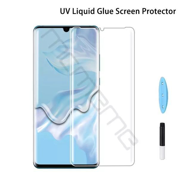 3D UV Стъклен протектор ТЕЧНО ЦЯЛО ЛЕПИЛО за Huawei P30 PRO MATE 30