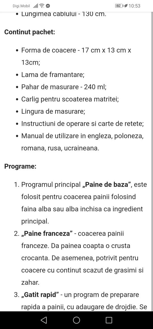 Aparat de framantat paine